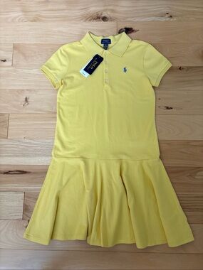 NWT Polo by Ralph Lauren Yellow Short-Sleeve Polo Dress Girls Size L (12-14)